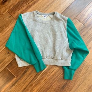 Cropped crew neck sweater